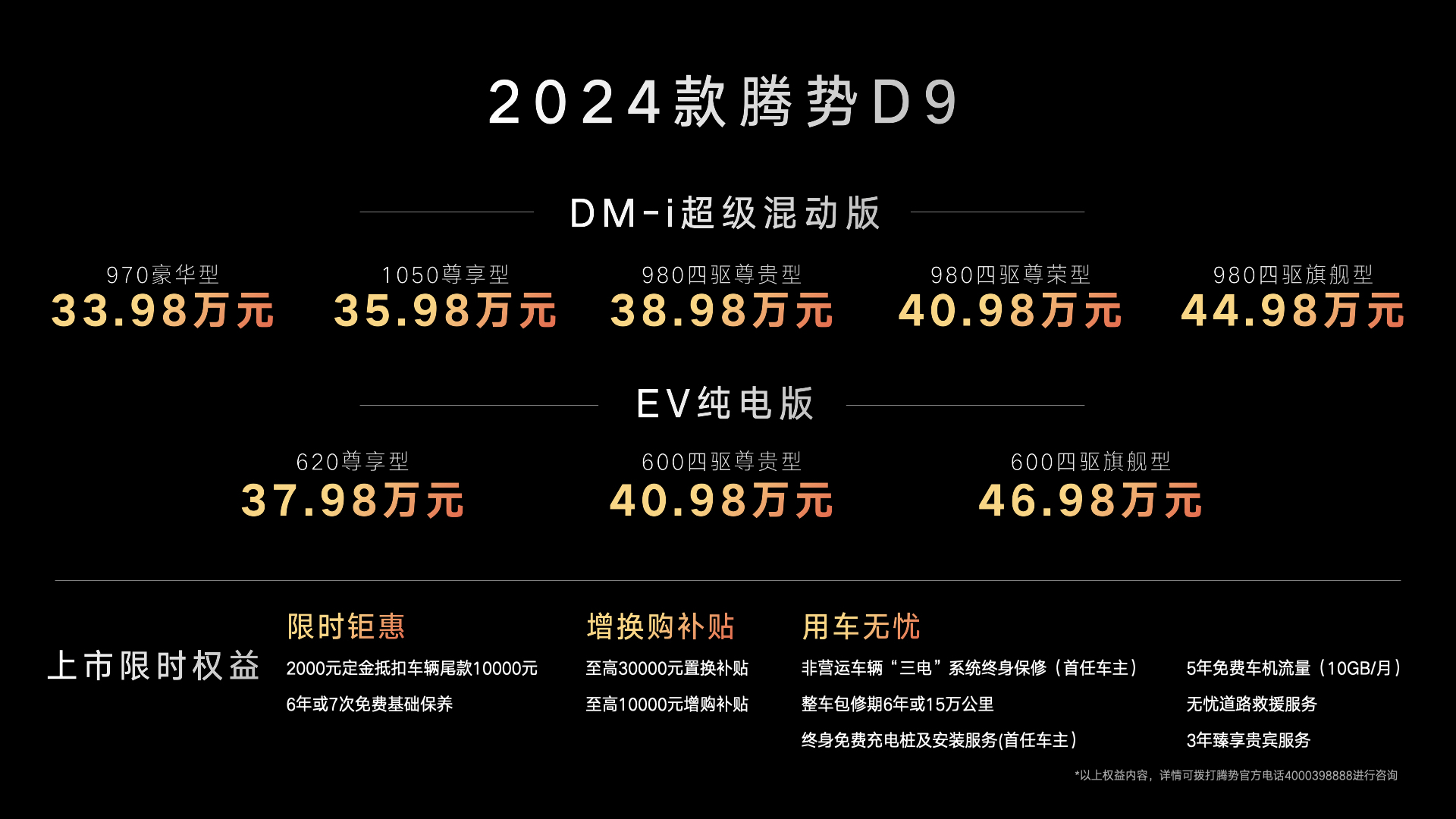 新能源MPV銷冠升級上市 2024款騰勢D9售價33.98萬元起